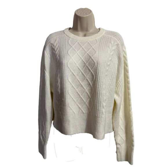 Universal Thread Ivory Cable Knit Argyle Design Sweater Size L - Picture 3 of 11